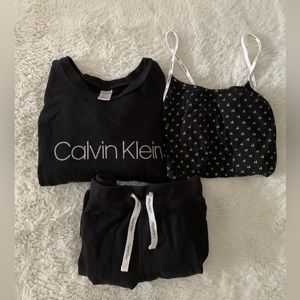 Calvin Klein black pajama set size Small with a top size Medium